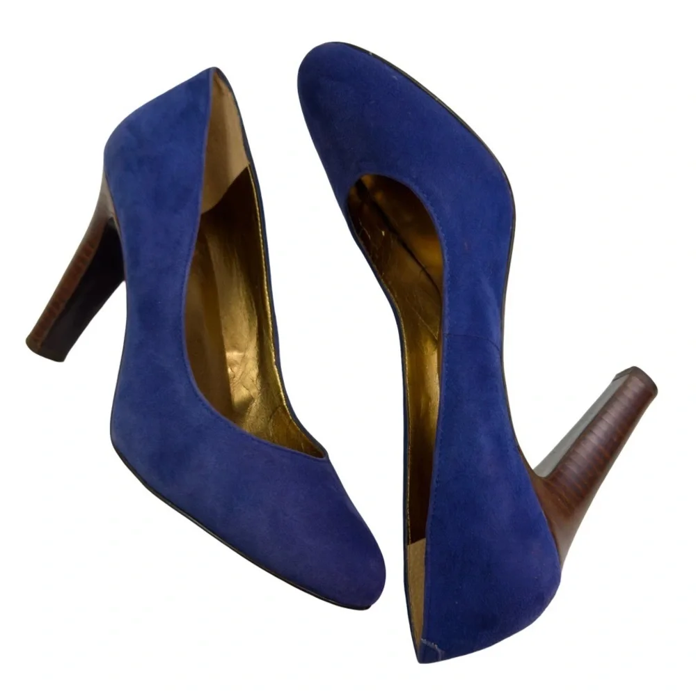 Lauren Ralph Lauren Rylie Blue Suede Heels Size 8